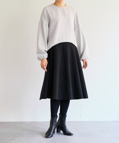 LIVETART（リヴェタート）の「メルトンジャージーフレアミディスカート（スカート・レディース・ブラック/チャコールグレー・FREE）」の15枚目の写真