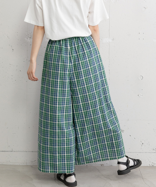 POU DOU DOU（プードゥドゥ）の「マドラスチェックラップパンツ（その他パンツ・レディース・ネイビー/グリーン・M）」の3枚目の写真