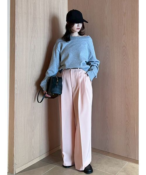 Mila Owen（ミラオーウェン）の「ドライタッチ2タックワイドパンツ（その他パンツ・レディース・ピンク/キャメル/マルチ/ブラック・00/0/1）」の3枚目の写真