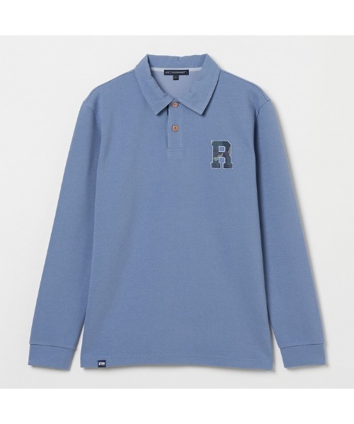 セール】【Rosasen/GOLF】鹿の子ダンボール ワッペン長袖ポロ（シャツ