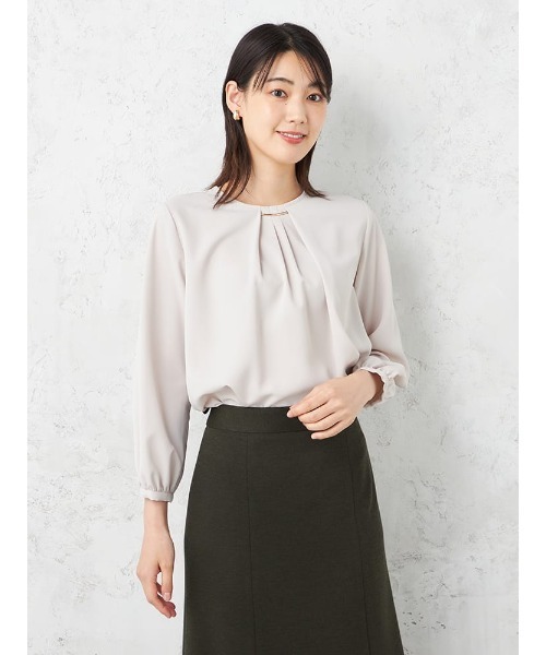 HARUYAMA(ハルヤマ)の「バー付きフロントタックブラウス UV加工 通年 【SOFFICE BEAUTYVEIL】(シャツ/ブラウス・レディース・ネイビー/オフホワイト/ベージュ・LL/L/S/M)」の13枚目の写真