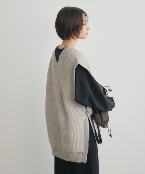 KATHARINE ROSS（キャサリンロス）の「【KATHARINE ROSS】5G両畔配色Vベスト（ベスト・レディース・グレイッシュベージュ/ブラウン・MEDIUM）」の7枚目の写真