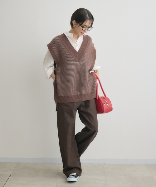 KATHARINE ROSS（キャサリンロス）の「【KATHARINE ROSS】5G両畔配色Vベスト（ベスト・レディース・グレイッシュベージュ/ブラウン・MEDIUM）」の17枚目の写真