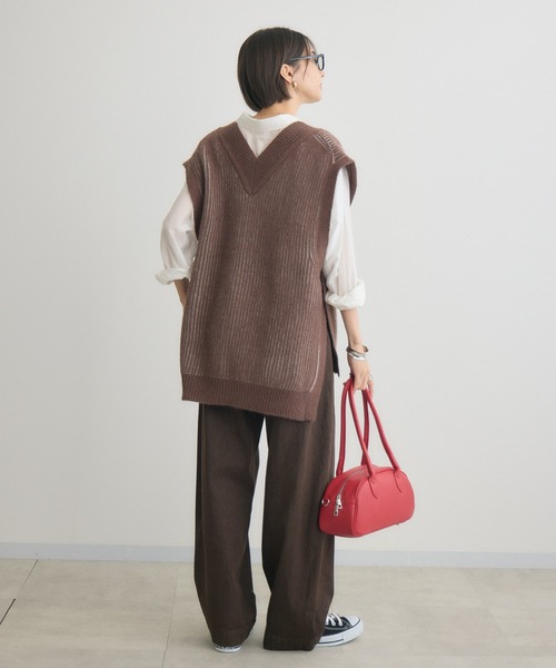 KATHARINE ROSS（キャサリンロス）の「【KATHARINE ROSS】5G両畔配色Vベスト（ベスト・レディース・グレイッシュベージュ/ブラウン・MEDIUM）」の14枚目の写真