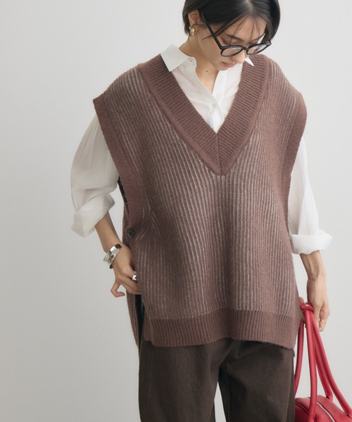 KATHARINE ROSS（キャサリンロス）の「【KATHARINE ROSS】5G両畔配色Vベスト（ベスト・レディース・グレイッシュベージュ/ブラウン・MEDIUM）」の21枚目の写真