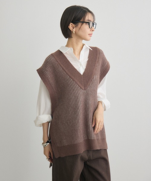 KATHARINE ROSS（キャサリンロス）の「【KATHARINE ROSS】5G両畔配色Vベスト（ベスト・レディース・グレイッシュベージュ/ブラウン・MEDIUM）」の11枚目の写真