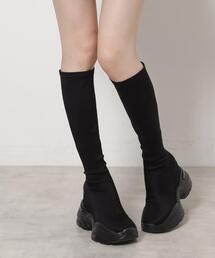 【楽ちん×美脚】スニーカーソールストレッチロングブーツ