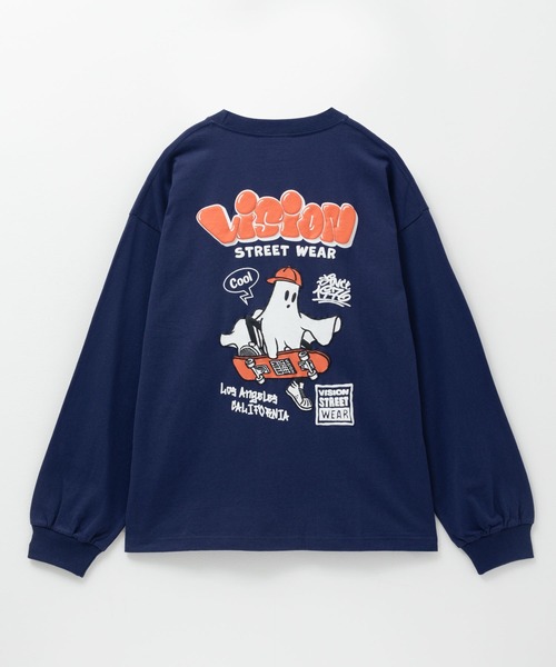VISION STREET WEAR（ヴィジョンストリートウェア）の「VISION STREET WEAR　ゴースト発砲プリントロンT（Tシャツ/カットソー・メンズ・ネイビー/ホワイト/ブラック・M/L/XL）」の3枚目の写真