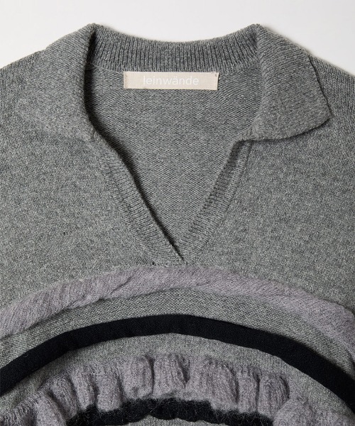 leinwande（ラインヴァンド）の「Textured Ruffle Sleeve Polo（ニット/セーター・レディース・ネイビー/グレー/オレンジ・ONE SIZE）」の19枚目の写真