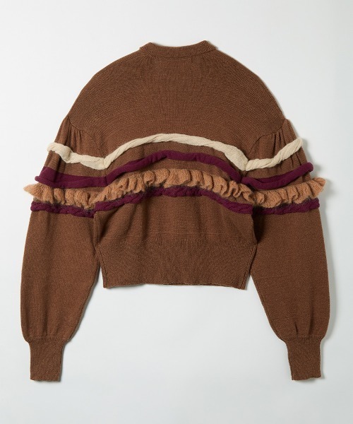 leinwande（ラインヴァンド）の「Textured Ruffle Sleeve Polo（ニット/セーター・レディース・ネイビー/グレー/オレンジ・ONE SIZE）」の10枚目の写真