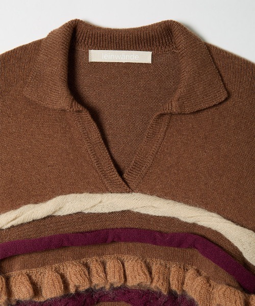 leinwande（ラインヴァンド）の「Textured Ruffle Sleeve Polo（ニット/セーター・レディース・ネイビー/グレー/オレンジ・ONE SIZE）」の11枚目の写真