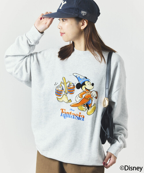 FREAK'S STORE（フリークスストア）の「DISNEY/ディズニー/『ファンタジア』/ブルーム/ミッキーマウス/フロッキープリント クルーネックスウェット/リラックスフィット（スウェット・メンズ・ライトグレー/ブラック・LARGE/MEDIUM）」の9枚目の写真