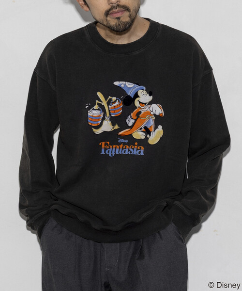 FREAK'S STORE（フリークスストア）の「DISNEY/ディズニー/『ファンタジア』/ブルーム/ミッキーマウス/フロッキープリント クルーネックスウェット/リラックスフィット（スウェット・メンズ・ライトグレー/ブラック・LARGE/MEDIUM）」の11枚目の写真