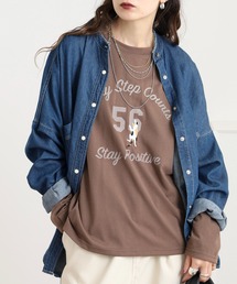 プリント+刺繍 長袖Tシャツ