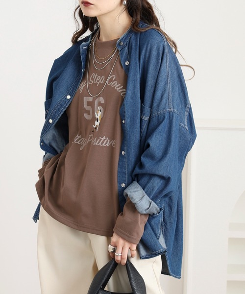 Quelle Chance(ケルシャンス)の「プリント+刺繍 長袖Tシャツ(Tシャツ/カットソー・レディース・ブラウン/オートミール/マスタード・M/L)」の6枚目の写真