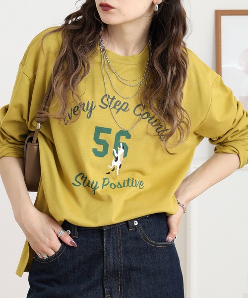 Quelle Chance(ケルシャンス)の「プリント+刺繍 長袖Tシャツ(Tシャツ/カットソー・レディース・ブラウン/オートミール/マスタード・M/L)」の13枚目の写真