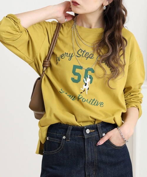 Quelle Chance(ケルシャンス)の「プリント+刺繍 長袖Tシャツ(Tシャツ/カットソー・レディース・ブラウン/オートミール/マスタード・M/L)」の14枚目の写真
