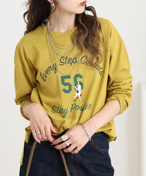 Quelle Chance(ケルシャンス)の「プリント+刺繍 長袖Tシャツ(Tシャツ/カットソー・レディース・ブラウン/オートミール/マスタード・M/L)」の12枚目の写真