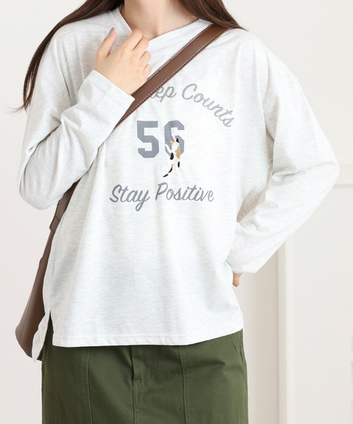 Quelle Chance(ケルシャンス)の「プリント+刺繍 長袖Tシャツ(Tシャツ/カットソー・レディース・ブラウン/オートミール/マスタード・M/L)」の8枚目の写真
