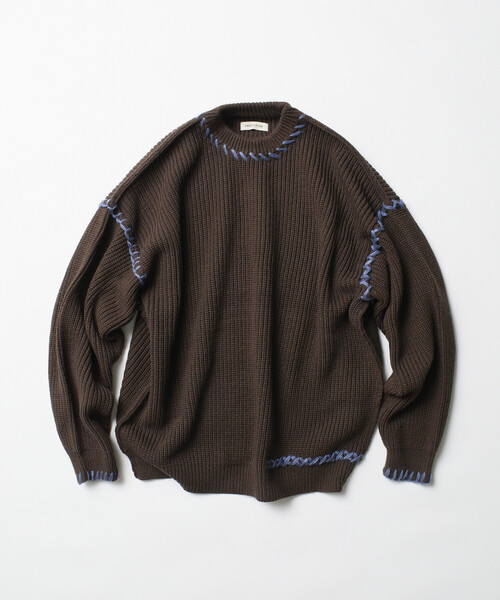 FREAK'S STORE（フリークスストア）の「限定展開 リラックスフィット ハンドステッチデザイン 畦編み クルーネック ニット（ニット/セーター・メンズ・チャコールグレー/ブラック/ブラウン/オフホワイト・MEDIUM/LARGE）」の13枚目の写真