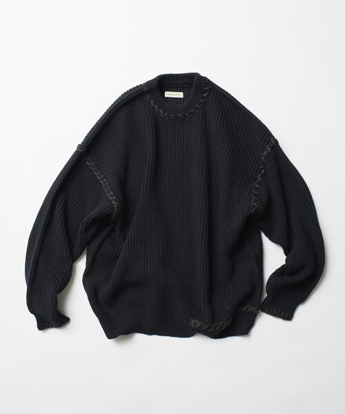 FREAK'S STORE（フリークスストア）の「限定展開 リラックスフィット ハンドステッチデザイン 畦編み クルーネック ニット（ニット/セーター・メンズ・チャコールグレー/ブラック/ブラウン/オフホワイト・MEDIUM/LARGE）」の18枚目の写真