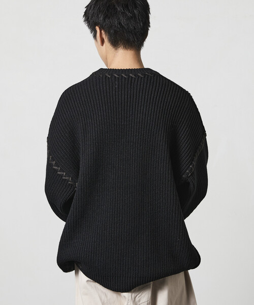 セール】限定展開 リラックスフィット ハンドステッチデザイン 畦編み