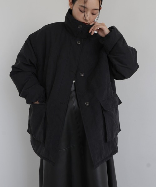 ピーチスキン中綿ペプラムジャケット（その他アウター）｜hellam（へ