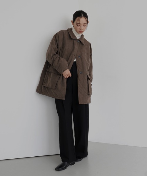 hellam(へラム)の「ピーチスキン中綿ペプラムジャケット(その他アウター・レディース・ブラック/アイボリー/ブラウン/チャコール・FREE)」の8枚目の写真