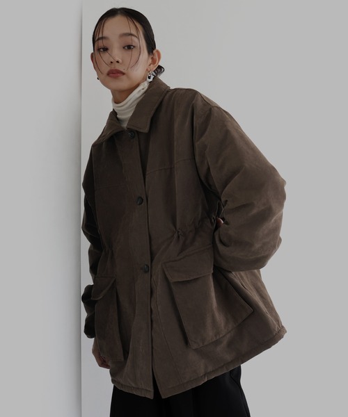 hellam(へラム)の「ピーチスキン中綿ペプラムジャケット(その他アウター・レディース・ブラック/アイボリー/ブラウン/チャコール・FREE)」の10枚目の写真