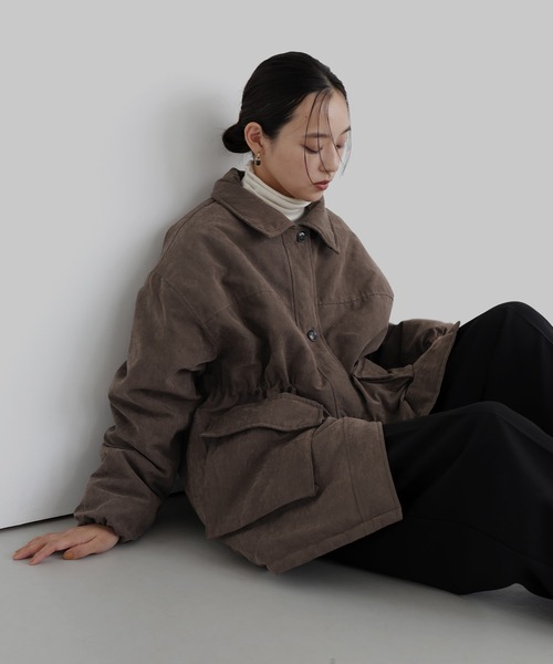 hellam(へラム)の「ピーチスキン中綿ペプラムジャケット(その他アウター・レディース・ブラック/アイボリー/ブラウン/チャコール・FREE)」の22枚目の写真