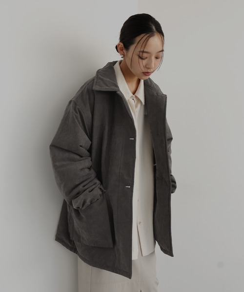 hellam(へラム)の「ピーチスキン中綿ペプラムジャケット(その他アウター・レディース・ブラック/アイボリー/ブラウン/チャコール・FREE)」の16枚目の写真