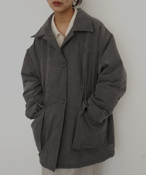 hellam(へラム)の「ピーチスキン中綿ペプラムジャケット(その他アウター・レディース・ブラック/アイボリー/ブラウン/チャコール・FREE)」の21枚目の写真