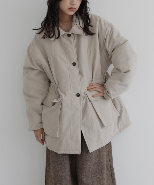 hellam(へラム)の「ピーチスキン中綿ペプラムジャケット(その他アウター・レディース・ブラック/アイボリー/ブラウン/チャコール・FREE)」の12枚目の写真