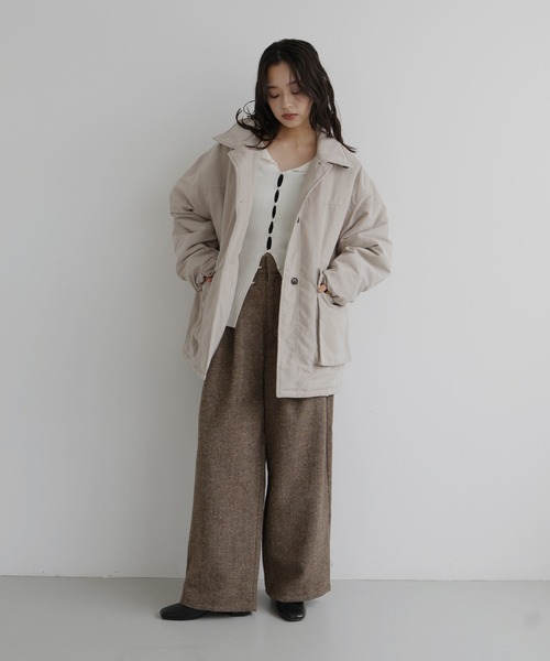 hellam(へラム)の「ピーチスキン中綿ペプラムジャケット(その他アウター・レディース・ブラック/アイボリー/ブラウン/チャコール・FREE)」の14枚目の写真