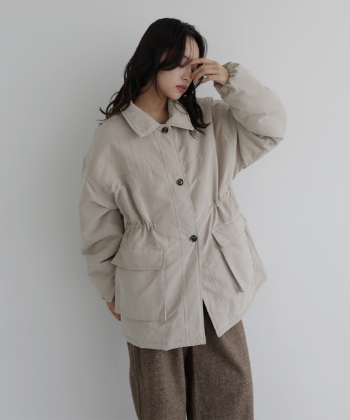 hellam(へラム)の「ピーチスキン中綿ペプラムジャケット(その他アウター・レディース・ブラック/アイボリー/ブラウン/チャコール・FREE)」の13枚目の写真