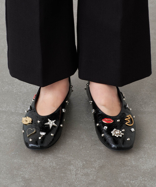 セール】GRISEレザーSURREALモチーフフラット（その他シューズ