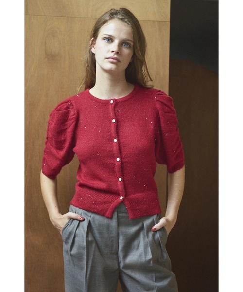 Estella.K(エステラケー)の「Mira Knit Cardigan スパンコールボリュームスリーブニットカーディガン(カーディガン/ボレロ・レディース・ブラック/レッド/イエロー・FREE)」の15枚目の写真