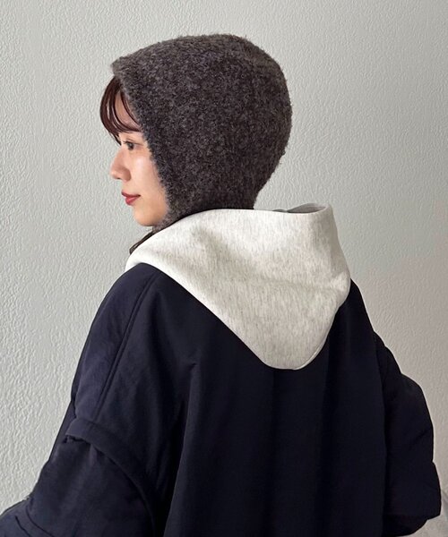 DISCOAT（ディスコート）の「ブークレ紐付きビーニー（ニットキャップ/ビーニー・レディース・ブラウン/ベージュ・FREE）」の8枚目の写真