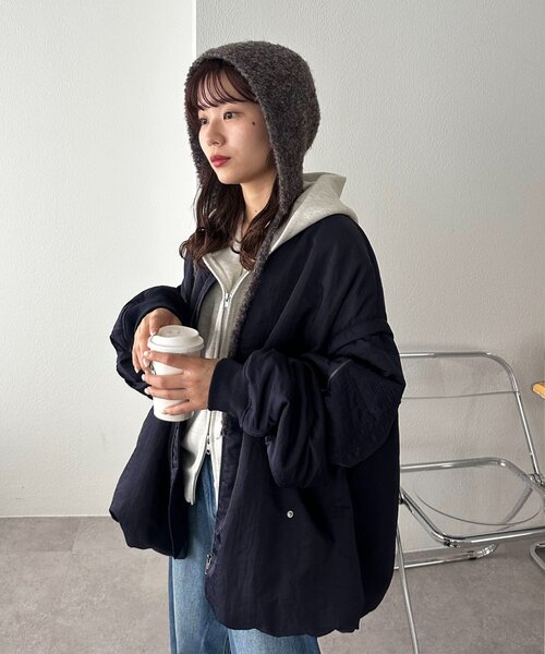 DISCOAT（ディスコート）の「ブークレ紐付きビーニー（ニットキャップ/ビーニー・レディース・ブラウン/ベージュ・FREE）」の10枚目の写真