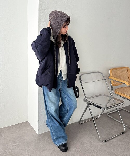 DISCOAT（ディスコート）の「ブークレ紐付きビーニー（ニットキャップ/ビーニー・レディース・ブラウン/ベージュ・FREE）」の14枚目の写真