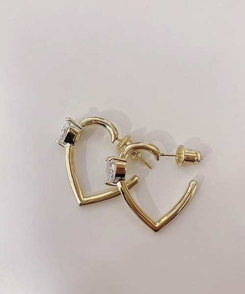 shoppinggo（ショッピングゴー）の「ピアス オープンハート ハート型ピアス ゴールド 可愛い 上品 カジュアル プレゼント ギフト ハートライン ワンポイント（ピアス（両耳用）・レディース・ゴールド・FREE）」の6枚目の写真