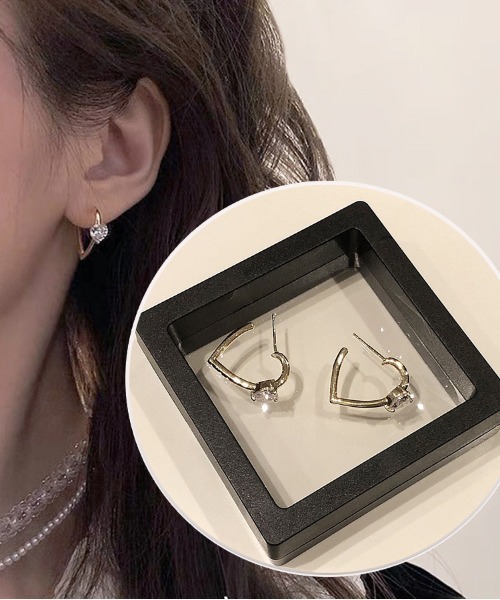 ゴールド ハート型ピアス Mayu Middle heart pierce ゴールドハート型