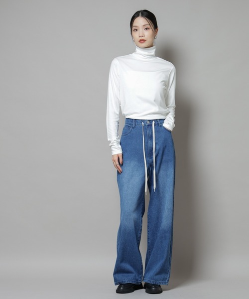 NANO universe（ナノユニバース）の「吸湿発熱タートルネックカットトップス（Tシャツ/カットソー・レディース・ホワイト/ブラック/グレー・FREE）」の9枚目の写真