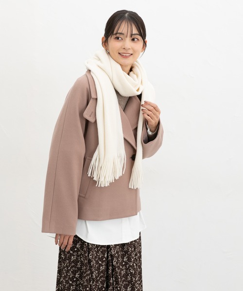 Honeys(ハニーズ)の「【シアバター加工・抗菌防臭・吸湿発熱】ニットマフラー(マフラー・レディース・アイボリー/ラベンダー/ベージュ系/ピンク/ブラック・FREE)」の21枚目の写真