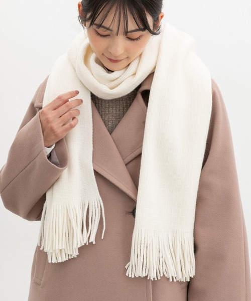 シアバター加工・抗菌防臭・吸湿発熱】ニットマフラー（マフラー