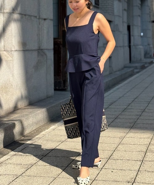 ペプラムフリルオールインワン【低身長・小柄女性向け】（つなぎ