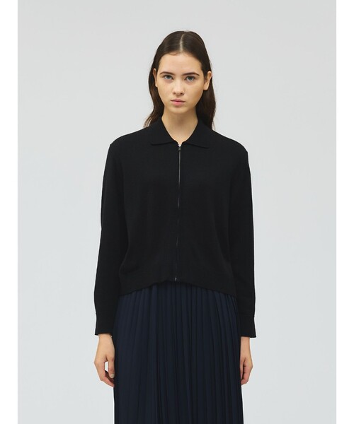 mizuiroind（ミズイロインド）の「mizuiro ind 襟付きジップカーディガン（カーディガン/ボレロ・レディース・チャコールグレー/ブラック/ネイビー・FREE）」の2枚目の写真