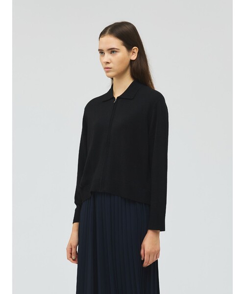 mizuiroind（ミズイロインド）の「mizuiro ind 襟付きジップカーディガン（カーディガン/ボレロ・レディース・チャコールグレー/ブラック/ネイビー・FREE）」の8枚目の写真