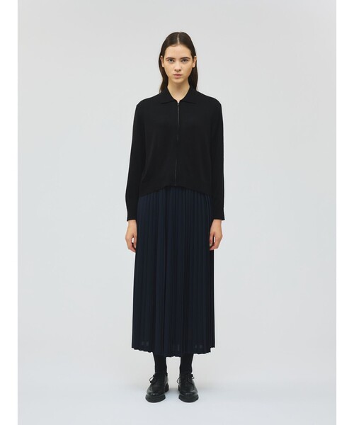 mizuiroind（ミズイロインド）の「mizuiro ind 襟付きジップカーディガン（カーディガン/ボレロ・レディース・チャコールグレー/ブラック/ネイビー・FREE）」の11枚目の写真