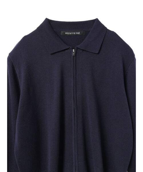 mizuiroind（ミズイロインド）の「mizuiro ind 襟付きジップカーディガン（カーディガン/ボレロ・レディース・チャコールグレー/ブラック/ネイビー・FREE）」の15枚目の写真